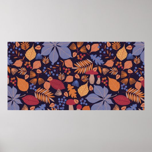 Najaar naadloos patroon met bladeren, takken en poster (Voorkant)