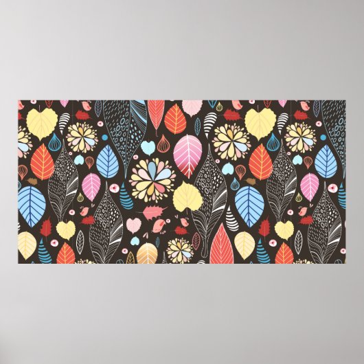 Najaar naadloos patroon met kleurrijke bladeren en poster (Voorkant)