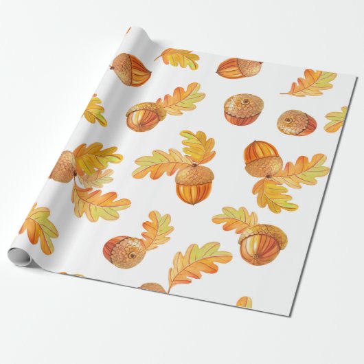 najaar naadloos patroon met kleurrijke eikenblader cadeaupapier (Uitgerold)