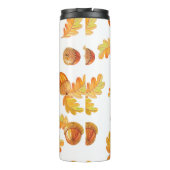 najaar naadloos patroon met kleurrijke eikenblader thermosbeker (Achterkant)