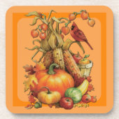 Najaar Oogst Thanksgiving Oranje Onderzetters (Voorkant)