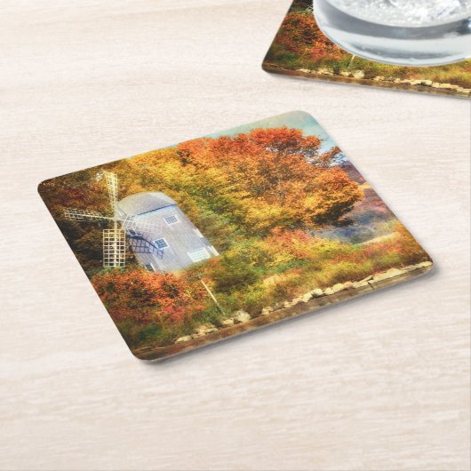 Najaar op de rivier kartonnen onderzetters (Schuin)