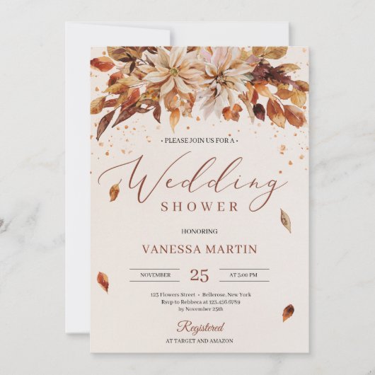 Najaar Oranje bloemen Marigold Wedding Shower Kaart (Voorkant)