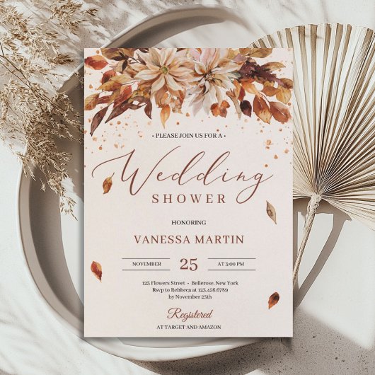 Najaar Oranje bloemen Marigold Wedding Shower Kaart