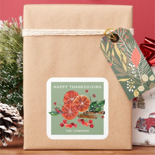 Najaar Oranje plakken kaneelscheurtjes gepersonali Vierkante Sticker (Feestdagen)