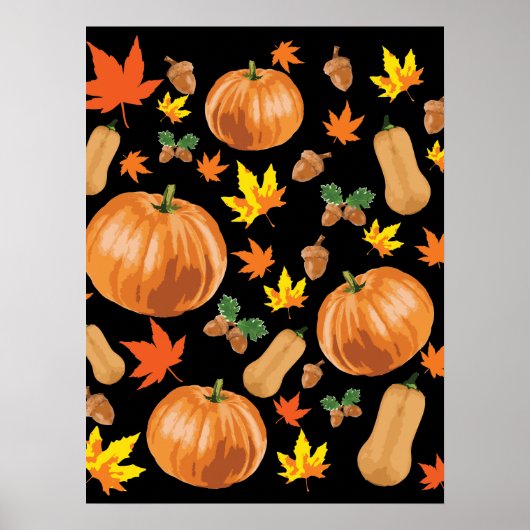 Najaar Oranje pompoenpatroon Herfst Poster (Voorkant)
