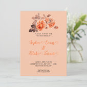 Najaar Oranje Rozen Bouquet Peach Wedding Kaart (Staand voorkant)