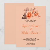 Najaar Oranje Rozen Bouquet Peach Wedding Kaart (Voorkant / Achterkant)