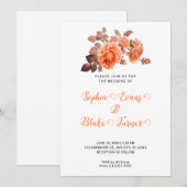 Najaar Oranje Rozen Bouquet White Wedding Kaart (Voorkant / Achterkant)