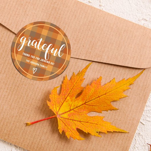 Najaar Oranje Tartan Grateful Personalized Ronde Sticker
