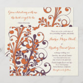 Najaar Paarse Oranje uitnodiging tot huwelijk (Voorkant / Achterkant)