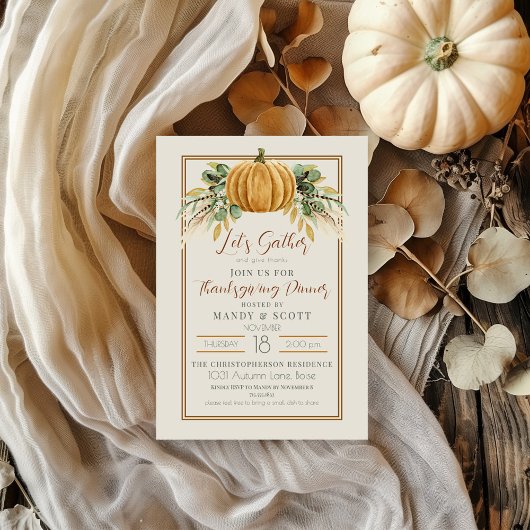 Najaar pomkin geef Bedankt Thanksgiving Dinner Kaart