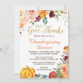 Najaar pomkin geef Bedankt Thanksgiving Dinner Kaart (Voorkant)