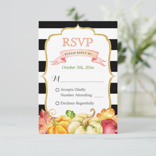 Najaar pomkin Maple Leaves Fall Wedding RSVP (Staand voorkant)