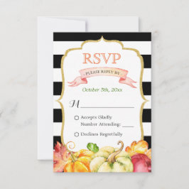 Najaar pomkin Maple Leaves Fall Wedding RSVP Kaartje