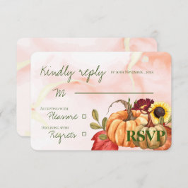 Najaar pomkin Sunflower Cute Fall Wedding RSVP Kaartje