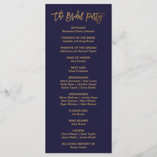 Najaar programma Floral Wedding Programmakaart (Achterkant)