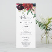 Najaar programma van de bruiloft van de tuin programmakaart (Staand voorkant)