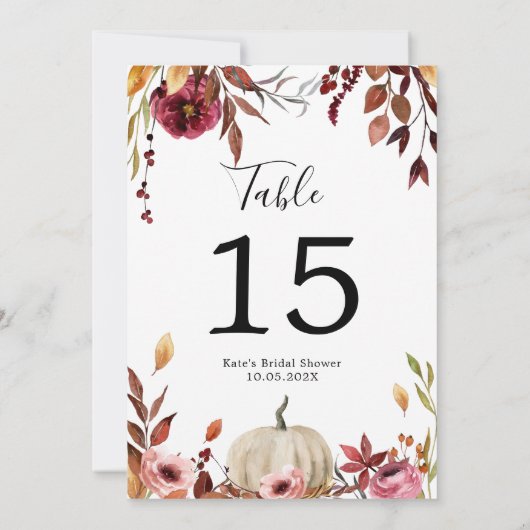 Najaar Pumpkin - Aangepast tabelnummer Kaart (Achterkant)