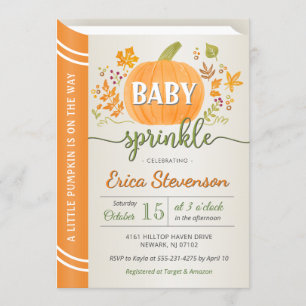 Najaar Pumpkin Storybook Neutral Baby Sprinkle Kaart