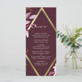 Najaar Romance Gold Lijst Burgundy Wedding Menu (Staand voorkant)