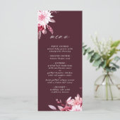Najaar Romance Gold Lijst Burgundy Wedding Menu (Staand voorkant)