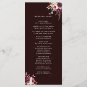 Najaar Romance Gold Lijst Burgundy Wedding Programmakaart (Achterkant)