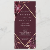 Najaar Romance Gold Lijst Burgundy Wedding Programmakaart (Voorkant)