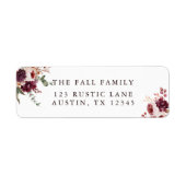 Najaar Romance Waterverf Floral Return Address Etiket (Voorkant)
