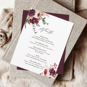 Najaar Romance Waterverf Floral Wedding Details Informatiekaartje
