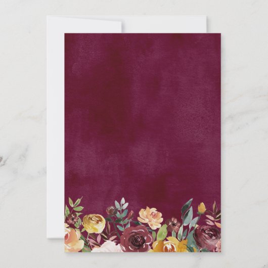 Najaar Rood Sinaasappel Botanische Floral Fall Wed Kaart (Achterkant)