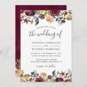 Najaar Rood Sinaasappel Botanische Floral Fall Wed Kaart (Voorkant / Achterkant)