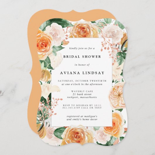 Najaar Roos Floral Bridal Shower Kaart (Voorkant / Achterkant)