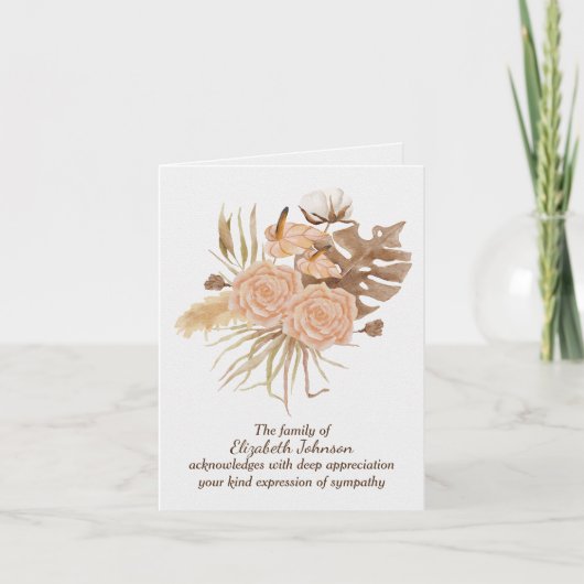 Najaar Roos Sympathie Hartelijk dank Kaart (Voorkant)