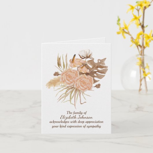 Najaar Roos Sympathie Hartelijk dank Kaart (Gele Bloem)