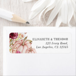 Najaar roze pomkin Floral Wedding Return Address Etiket
