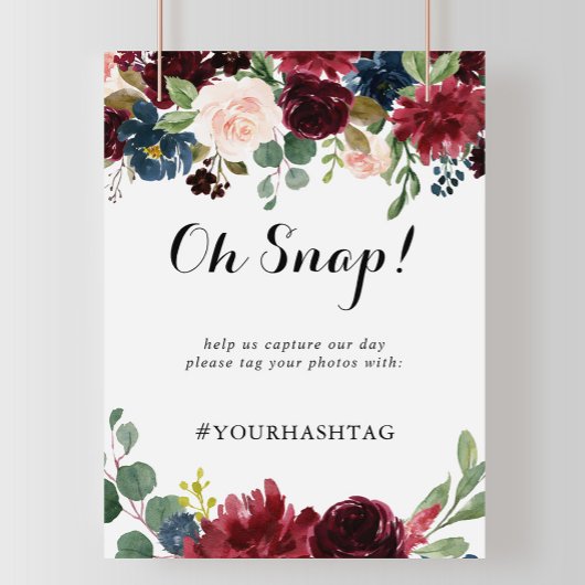 Najaar Rustic Calligraphy Wedding Oh Snap Sign Poster