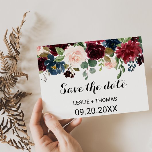 Najaar Rustic Dazzling Burgundy Save the Date Kaar Briefkaart