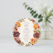 Najaar Rustic Plum Sinaasappel Floral Wedding Kaart (Staand voorkant)
