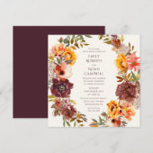 Najaar Rustic Plum Sinaasappel Floral Wedding Kaart (Voorkant / Achterkant)