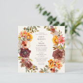 Najaar Rustic Plum Sinaasappel Floral Wedding Kaart (Staand voorkant)