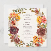 Najaar Rustic Plum Sinaasappel Floral Wedding Kaart (Voorkant)