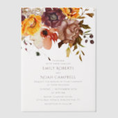 Najaar Rustic Plum Sinaasappel Floral Wedding Vellum Uitnodigingen (Voorkant)