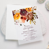 Najaar Rustic Plum Sinaasappel Floral Wedding Vellum Uitnodigingen