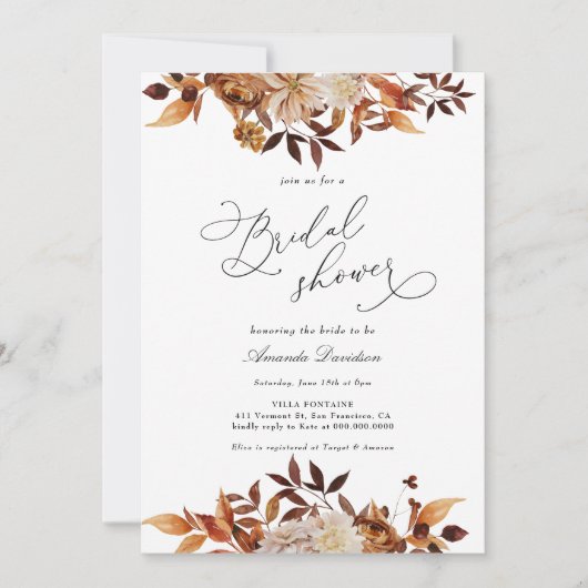 Najaar Sinaasappel Floral Boho Vrijgezellenfeest Kaart (Voorkant)