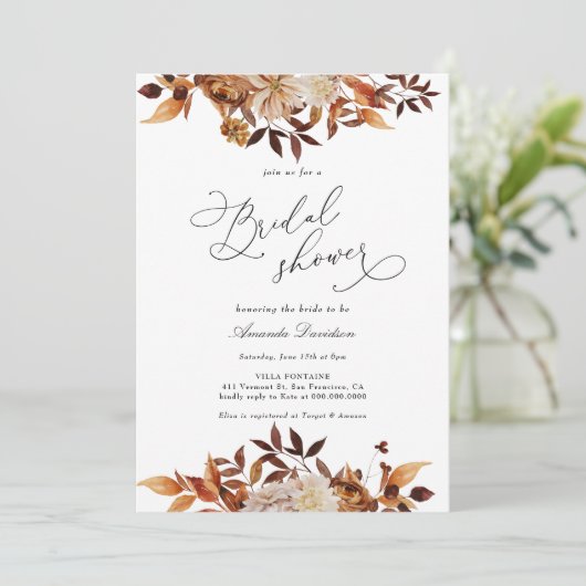 Najaar Sinaasappel Floral Boho Vrijgezellenfeest Kaart (Staand voorkant)