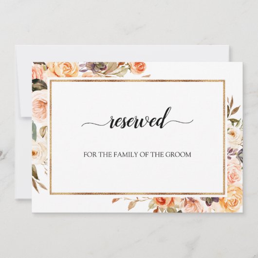 Najaar Sinaasappel Floral Wedding Gereserveerd doo Kaart (Voorkant)