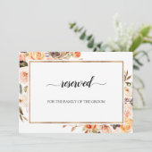 Najaar Sinaasappel Floral Wedding Gereserveerd doo Kaart (Staand voorkant)