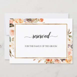 Najaar Sinaasappel Floral Wedding Gereserveerd doo Kaart