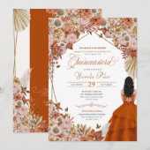 Najaar Sinaasappel van Rust Leaves Quinceanera Kaart (Voorkant / Achterkant)